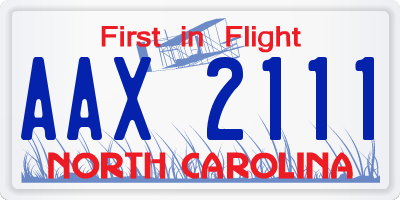 NC license plate AAX2111