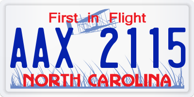 NC license plate AAX2115