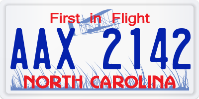 NC license plate AAX2142
