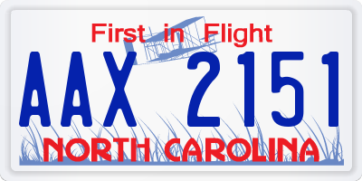 NC license plate AAX2151