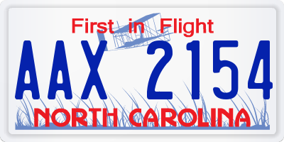 NC license plate AAX2154