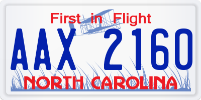 NC license plate AAX2160