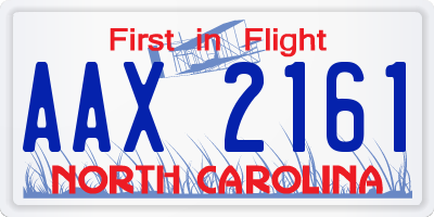 NC license plate AAX2161
