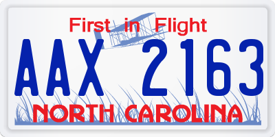 NC license plate AAX2163