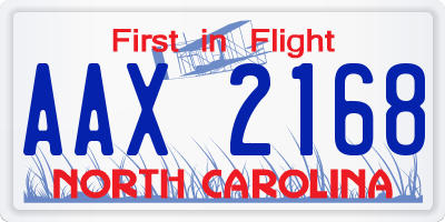 NC license plate AAX2168