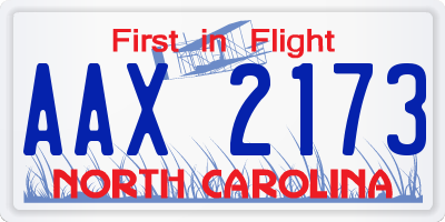 NC license plate AAX2173
