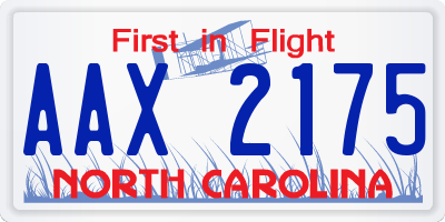NC license plate AAX2175