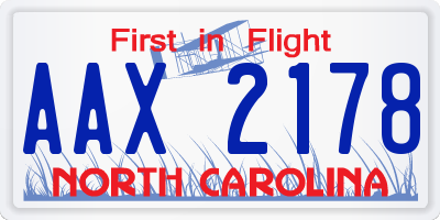 NC license plate AAX2178