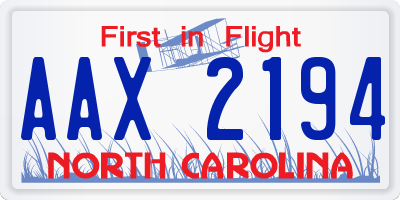 NC license plate AAX2194
