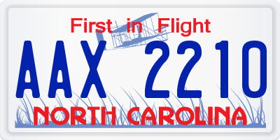 NC license plate AAX2210