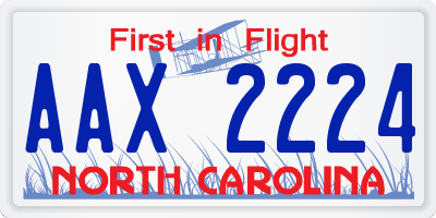 NC license plate AAX2224