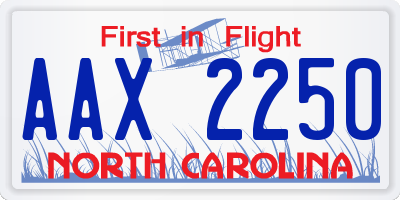 NC license plate AAX2250