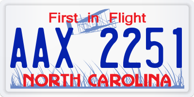 NC license plate AAX2251