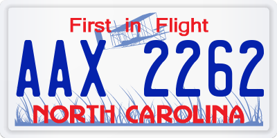 NC license plate AAX2262