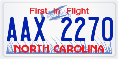 NC license plate AAX2270