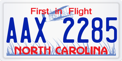 NC license plate AAX2285