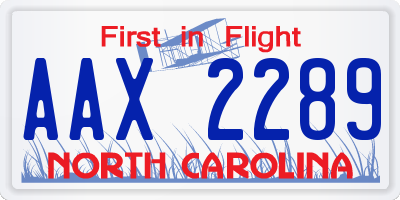 NC license plate AAX2289