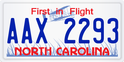 NC license plate AAX2293