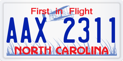 NC license plate AAX2311