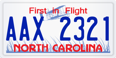 NC license plate AAX2321