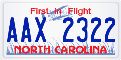 NC license plate AAX2322