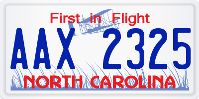 NC license plate AAX2325