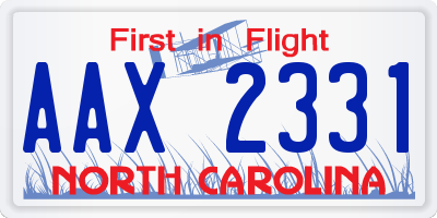 NC license plate AAX2331