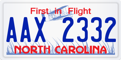 NC license plate AAX2332