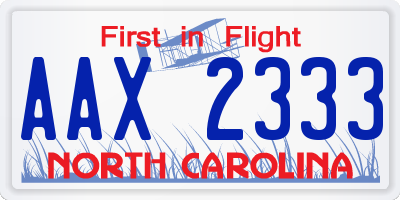 NC license plate AAX2333