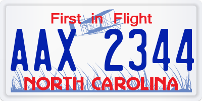 NC license plate AAX2344