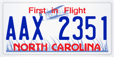 NC license plate AAX2351