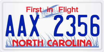 NC license plate AAX2356