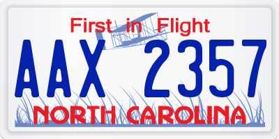 NC license plate AAX2357