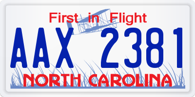 NC license plate AAX2381