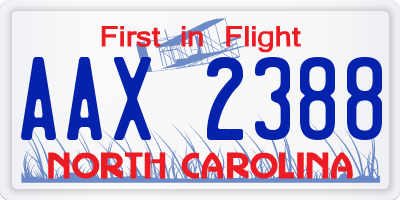 NC license plate AAX2388