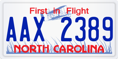 NC license plate AAX2389