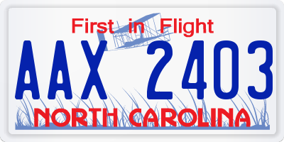 NC license plate AAX2403