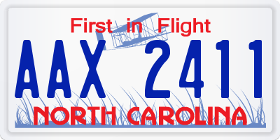 NC license plate AAX2411