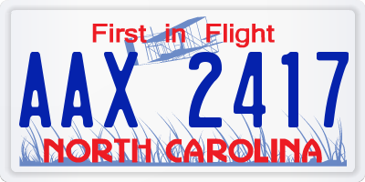 NC license plate AAX2417