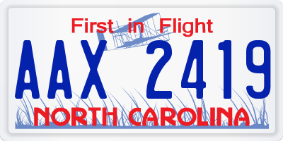 NC license plate AAX2419