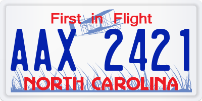 NC license plate AAX2421