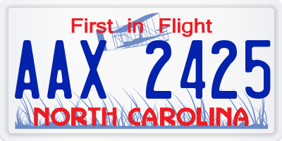 NC license plate AAX2425
