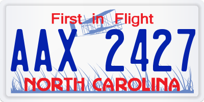 NC license plate AAX2427
