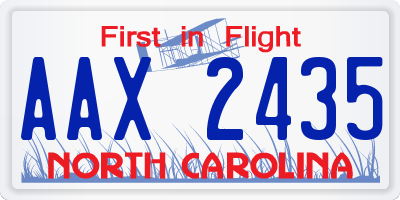 NC license plate AAX2435