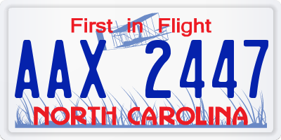 NC license plate AAX2447