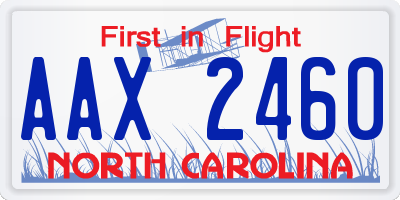 NC license plate AAX2460