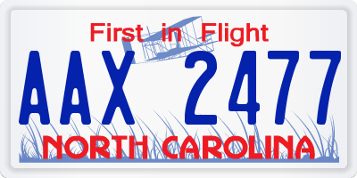 NC license plate AAX2477