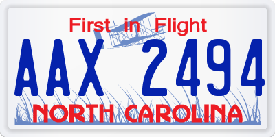 NC license plate AAX2494