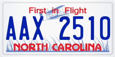NC license plate AAX2510