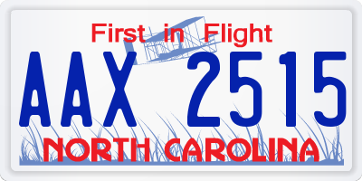 NC license plate AAX2515